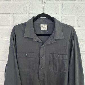 J Crew Long Sleeve Polo Gray Womens Large Dual Pockets